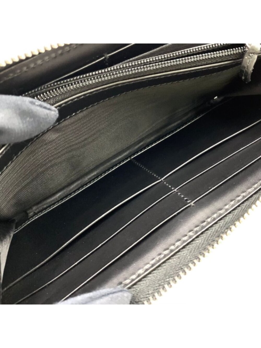 Gucci Guccissima Sherry Line Zip Around Leather Black Multicolor Wallet Silver - Picture 6 of 15